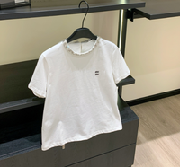 Nouveau haut polyvalent décontracté et tendance 2026, col rond, manches courtes, couleur unie, incrusté de perles et de diamants, style industriel lourd