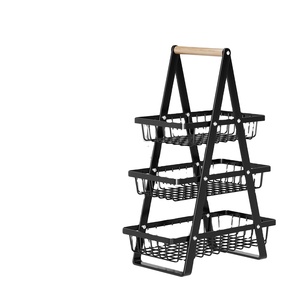 Cesta de Frutas Metálica para Encimera de Cocina, Frutero Multiusos, Estante de Almacenamiento de Frutas y Verduras Resistente a la Oxidación con Cesta de Alambre Cuadrada - Product Image 1