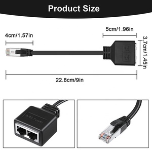 Распродажа от производителя: Черный сетевой адаптер-разветвитель Ethernet RJ45 (1 штекер на 2 гнезда), удлинитель для сетевого кабеля LAN - Product Image 5