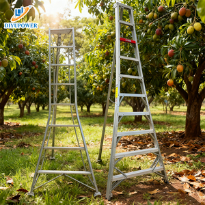Tabourets d'échelle de cueillette de fruits en aluminium certifiés EN131 avec la capacité de charge réglable de la taille 150kg de conception télescopique et pliante - Product Image 1