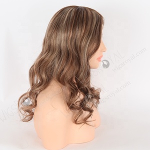 Elegante 16 pulgadas Beach Wave Caramel Latte Color Cabello europeo Seda Top Glueless Cap La mayoría de las pelucas de aspecto natural para adelgazar el cabello - Product Image 1
