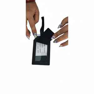 Étiquette de bagage en cuir de chèvre noir de qualité supérieure, étiquette de voyage en cuir véritable avec finition luxueuse et durable - Product Image 2