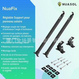 Soporte de Montaje Solar de Aluminio Ajustable de 15-30 Grados para Techo Corrugado, Patas Delanteras y Traseras Negras con Acabado Anodizado - Product Image 4