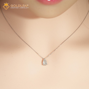 Collier pendentif en or blanc 10K avec diamant taille poire Goldleaf, chaîne à maillons, sertissage griffe, classique, cadeau de fiançailles pour femme, bijoux de fête - Product Image 2