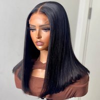 Perruque Cheveux Lisses Naturels Vietnamiens 13*4 Lace HD Sans Colle Double Drawn Cheveux Humains Vierges pour Femmes Noires
