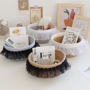 Panier de rangement pliable en corde de coton tressée écologique, fait main, pour collations de bureau, vente en gros, organisateur durable et pliable - Product Image 1