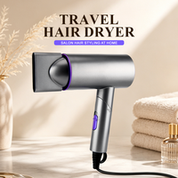 Sèche-cheveux de voyage PRITECH, sèche-cheveux professionnel pliable, 1400W, séchage rapide, ionique, sèche-cheveux portable, kit d'outils de coiffage