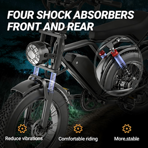 Bicicleta Eléctrica de Montaña con Neumáticos Anchos, Suspensión Completa, Largo Alcance, para Ciudad, con Portaequipajes Trasero, Motor sin Escobillas de 250W, 5 Velocidades, Envío desde Almacén Europeo - Product Image 5