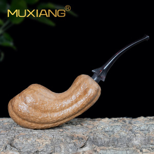 Muxiang Wooden Tobacco Pipe Bent Type Hand Carved Solid Wood Smoking Pipe For Men Traditional Style - Product Image 3