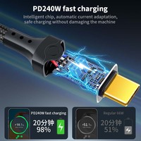 PD 240W Tipe C Thunderbolt 5 kabel, jaket nilon pengisian cepat, proyeksi layar 16K 60Hz berdefinisi tinggi dengan pengisian daya Cepat