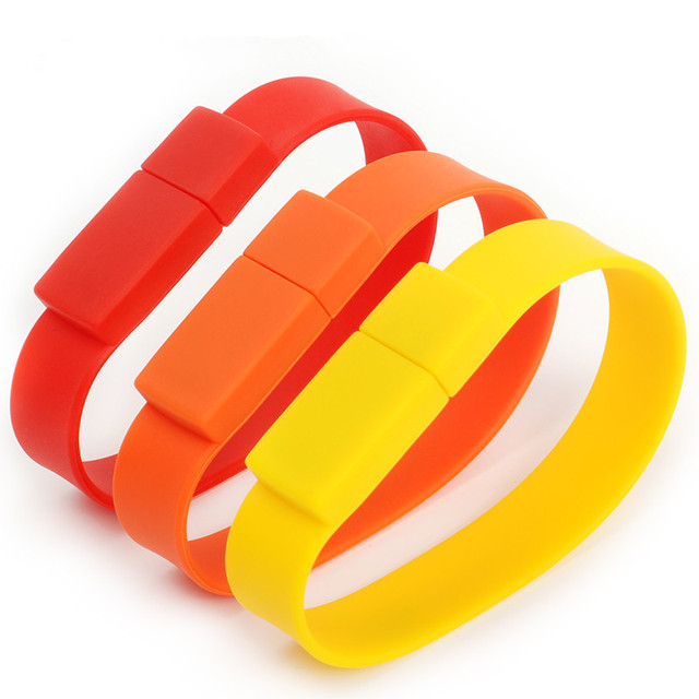 Bulk Cheap High-Speed USB 2.0 Silicone Wristband Flash Drive with Logo Printing-Stock Available