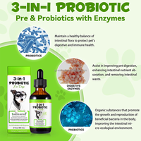 3-in-1 Honden Probiotica Vloeibare Druppels Prebiotica Spijsverteringsenzymen voor Darmgezondheid Huid & Vacht Gezondheid Huisdier Gezondheidssupplement