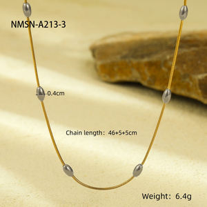 NIMAI nouveauté 18 K or planté en acier inoxydable chaîne collier bijoux perles ovales chaîne pour les femmes - Product Image 6