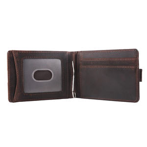 विंटेज पागल घोड़ा चमड़े की बाइफोल्ड पुरुषों के बटुआ धातु मनी क्लिप स्लिम व्यवसाय आईडी क्रेडिट कार्ड धारक पर्स - Product Image 4