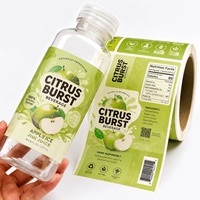 Étiquettes personnalisées pour bouteilles de jus, autocollants en vinyle PVC imperméables, autocollants adhésifs, emballage, logo de marque, étiquettes pour bouteilles en plastique, impression