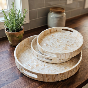 Support à dessert en MDF nacre, couleur personnalisable, incrustation MOP, motif abstrait, qualité commerciale, compatible lave-vaisselle - Product Image 3