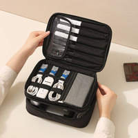 Organisateur de câbles de voyage pour salon, étui double couche pour accessoires électroniques, sac de rangement portable pour cordons et chargeurs