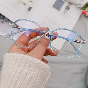 Gafas de vista azules CR-39 de montura completa para mujer 2087 con lentes transparentes, tamaño de montura mediano, puente mediano, patrón sólido, antiluz azul, ópticas - Product Image 1