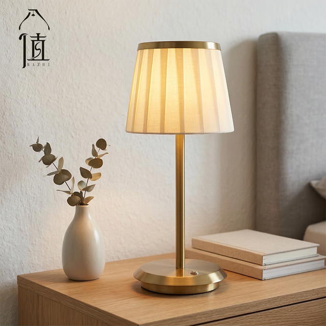 Nordic Cordless LED Table Lamp Rechargeable & Dimmable Fabric Shade Modern Minimalist Night Light for Home Hotel Wedding