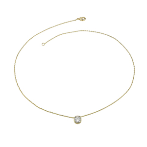 Collar de Cadena de Eslabones Clásico para Mujer, Chapado en Rodio/Oro de 14K, con Zirconia Cúbica de Corte Brillante en Engaste de Bisel, Diseño de Burbuja - Product Image 3