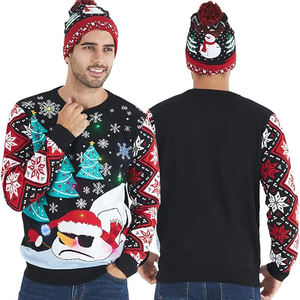 Pulls de Noël personnalisés pour hommes hiver doux grande taille mode dessin animé Jacquard 100% acrylique en gros - Product Image 2