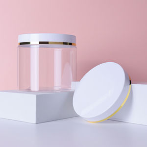 定制颜色300 500 600 800 1000 1200毫升广口罐宠物塑料奶油罐带盖 - Product Image 4