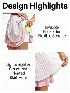 Falda Deportiva Casual Transpirable de Secado Rápido con Bolsillos Delanteros para Mujer, Personalizada con Estampado, para Tenis al Aire Libre, 100% Poliéster - Product Image 6