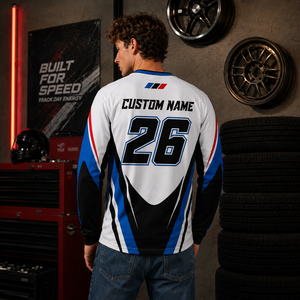 Jersey de Carreras de Manga Larga con Logotipo Personalizado al por Mayor, Uniforme de Equipo de Automovilismo con Combinación de Colores, Ropa para Equipo de Carreras - Product Image 2