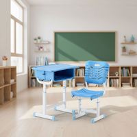 Ensemble de bureau et chaise réglables pour étudiants avec tiroir, surface de travail en plastique 450x650 mm, mobilier de classe scolaire
