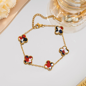 Bracelet à quatre feuilles, unisexe, luxe léger, qualité haut de gamme, bijoux populaires pour la vente en gros transfrontalière - Product Image 6