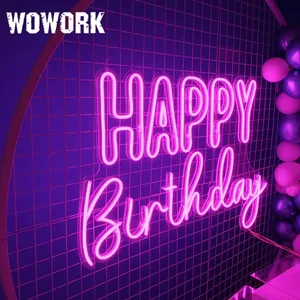 2024 WOWORK no MOQ drop shipping event decoration led happy birthday neon sign for party suppliers