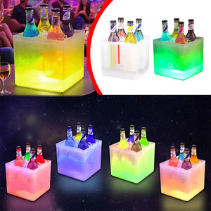 Cubo de hielo LED personalizado para discoteca, profesional, de doble pared, cuadrado, RGB LED, de plástico, para champán, vodka y vino. - Product Image 6