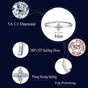 Elegante Anello di <span class=keywords><strong>Fidanzamento</strong></span> Ipoallergenico in <span class=keywords><strong>Argento</strong></span> Sterling 925 con Fiore Scintillante di Zirconi Cubici per Donna Matrimoni Anniversari - Product Image 3