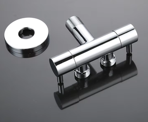 Robinet de lavabo mural monotrou moderne Superhome en laiton chromé à double poignée avec débit contrôlé pour eau froide - Garantie 3 ans - Product Image 4