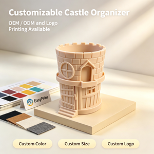 Support de tasse en forme de château imprimé en 3D, mignon, double usage (porte-gobelet à thé au lait et porte-stylo de bureau), ornement de table créatif, vente en gros - Product Image 4