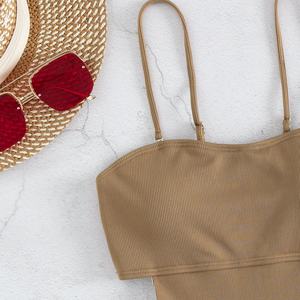 Traje de Baño de Una Pieza para Mujer, Bikini Triangular sin Entrepierna, Color Sólido, Lujoso y Moderno, para Fitness y Playa, 2024 - Product Image 4