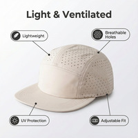 Gorra de Malla de 5 Paneles de Nailon, Ligera, Flexible, con Visera Suave, Correa Elástica, para Correr, Impermeable, de Secado Rápido, para Protección Solar, para Actividades al Aire Libre