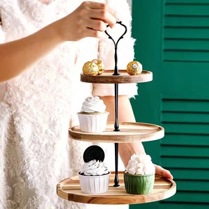 ชั้นวางขนมไม้แบบสองชั้นและสามชั้นสำหรับจัดแสดงในงานปาร์ตี้ - Product Image 3
