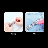 En gros, Applique florale en strass à coudre en verre, style bijoux de mariée, pour accessoires de coiffure et accessoires de vêtement DIY