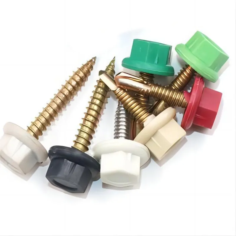 High strength Colorful Nylon Plastic hex head self drilling screw with plastic washer Manufacturer supply