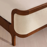 Lit en lin blanc de luxe italien, taille Queen, tête de lit à panneaux, cadre en bois de chêne massif, meubles de chambre à coucher pour la maison et l'hôtel