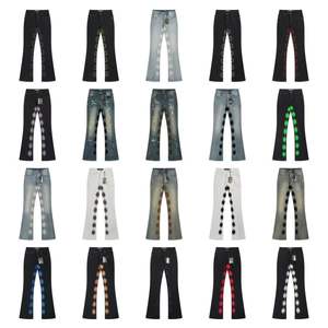 Pantalones vaqueros micro-acampanados de mezclilla, clásicos, con logotipo bordado, modernos, a la moda, casuales, para hombre y mujer. - Product Image 1