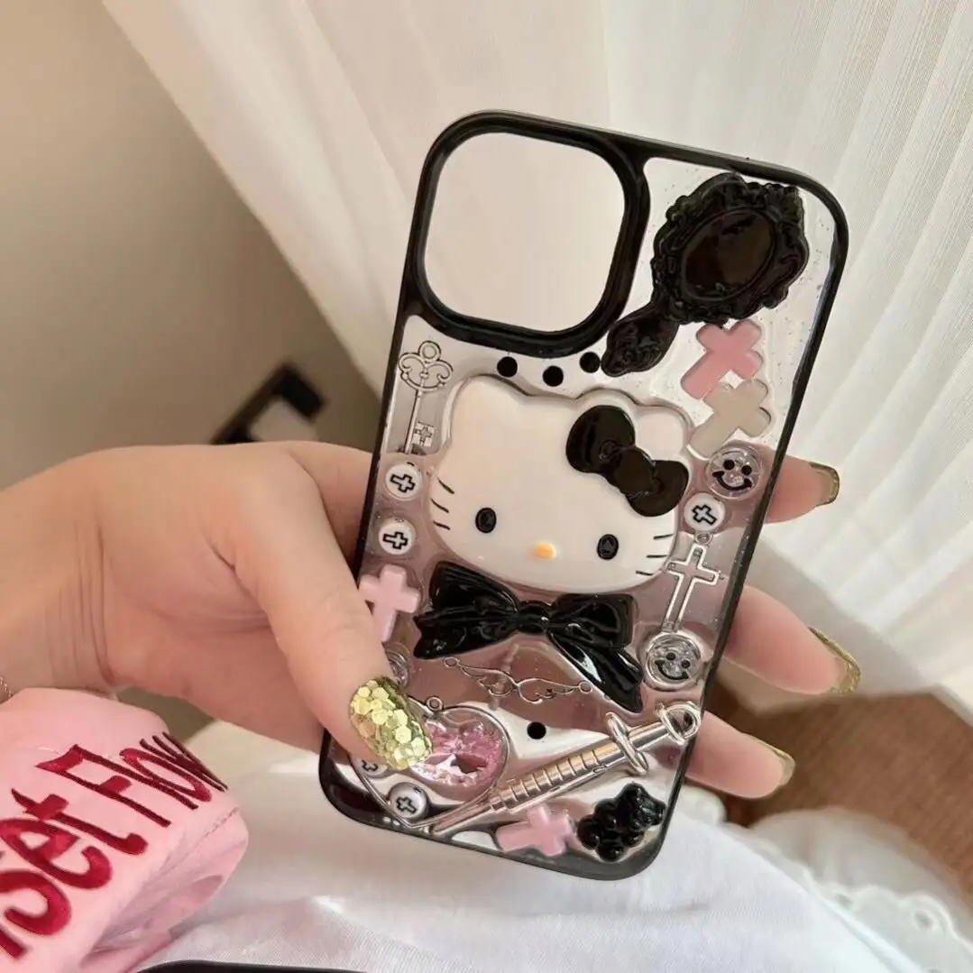 Nouveaux designs Bonjour mignon 3D Kitty Cat Coque de téléphone en TPU pour iPhone 14 13 12 Pro max avec sangle de téléphone