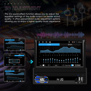 Podofo 7'' 1 Din Autoradio Android Car Radio 4+64G Retractable Touch Screen Wireless Carplay & Android Auto BT/WIFI/GPS USB - Product Image 4