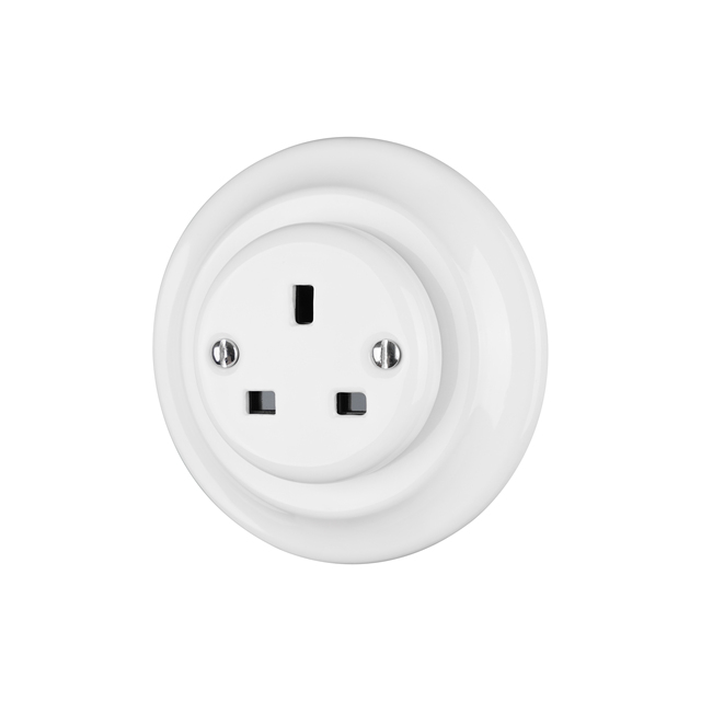 New Porcelain Glazed 13A 250V UK Electrical Wall Socket for Flush-Mounted
