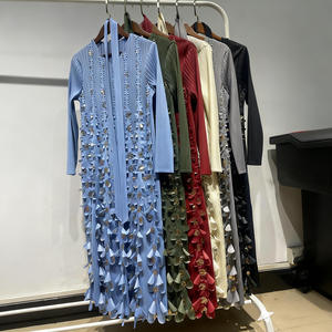 Nouvelle Arrivée 2026 – Robe Élégante Femme Coupe A-Line Taille Naturelle Plissée Froncée Col V Manches Longues Longueur Genou Pétale 3D Écologique - Product Image 6