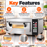 Four électrique de table commercial 900W à commande numérique en acier inoxydable, four de cuisson à porte simple, garantie 3 ans pour boulangerie-café, neuf