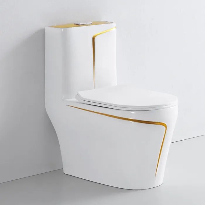 Luxury Sanitary Ware Water Closet Ceramic Bathroom Porcelain Gold Wc One Piece Toilets