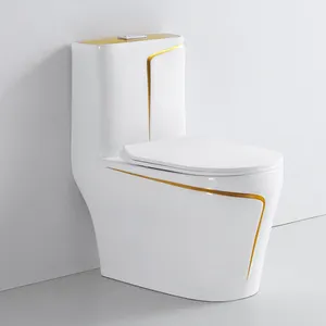 Luxe Sanitair Water Closet Keramische Badkamer Porselein Goud Wc Een Stuk Toiletten