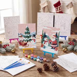 Kits <span class=keywords><strong>de</strong></span> panneaux <span class=keywords><strong>de</strong></span> peinture sur toile pré-<span class=keywords><strong>dessin</strong></span>és en coton, motif <span class=keywords><strong>bonhomme</strong></span> <span class=keywords><strong>de</strong></span> <span class=keywords><strong>neige</strong></span>, ambiance <span class=keywords><strong>de</strong></span> Noël, 8x10 pouces, en 10 pièces - Product Image 3